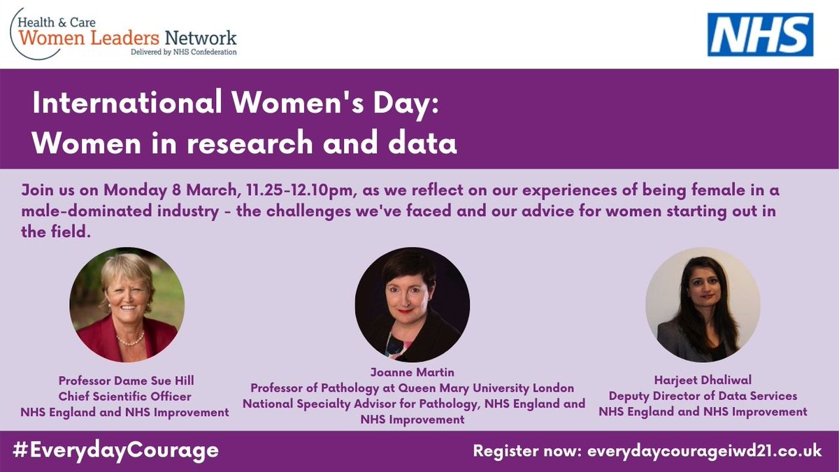 I’m delighted to be part of a panel the NHS Confederation's Health & Care Women Leaders Network virtual celebration of International Women's Day on 8 March. #Everydaycourage #IWD21 @ZoeLord1 @Prerana_Issar @JoMartin_path @ConyersRebecca