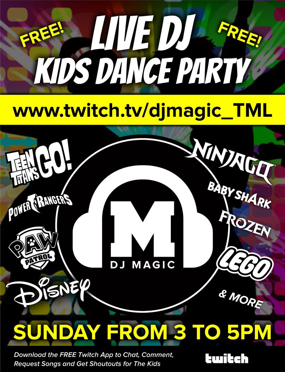 nisreenmukri's tweet photo. Are the kids bored? Sitting on their tablets all day? Get them dancing and moving with a FREE live virtual DJ kids dance party today from 3-5pm! Playing all the fun pop hits and Disney songs they’ll love - https://t.co/ZyM2zBhQKG #kids #danceparty #dj #bored #fun #free #dance 😁 https://t.co/3oMUz1BZWo