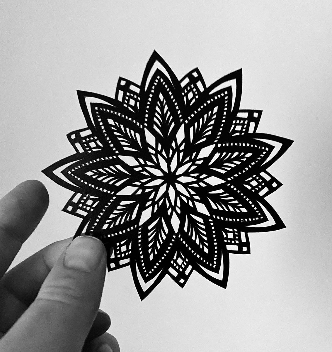 RobGeog's tweet photo. A little Sunday downtime - calm before the storm... ;) Finished minature ‘Fiore de primavera’ #scherenschnitte #papercut #papercutting #papercutart #guildofamericanpapercutters #sundaydowntime https://t.co/Gx4z3lA5V8