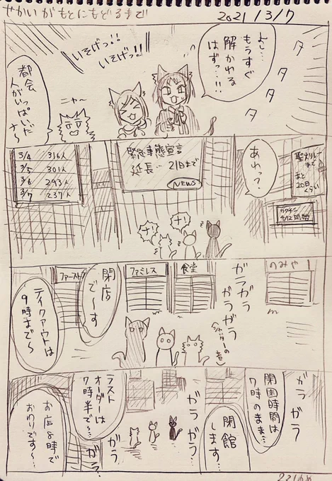 #せかいがもとにもどるまで
個展の準備で間が開きましたが更新。3/7分落書き日記。 