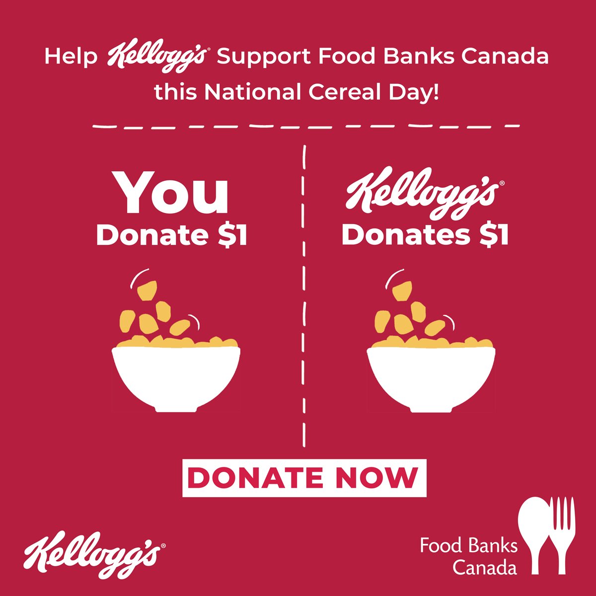 foodbankscanada's tweet image. 🚨LAST CHANCE TO DOUBLE YOUR IMPACT!🚨To recognize #NationalCerealDay, Kellogg Canada is matching donations to Food Banks Canada up to $100K. DONATE NOW at bit.ly/KelloggNCD to help Canadian families in need! Together, we can create #BetterDays for everyone. 🧡🥣🇨🇦💛