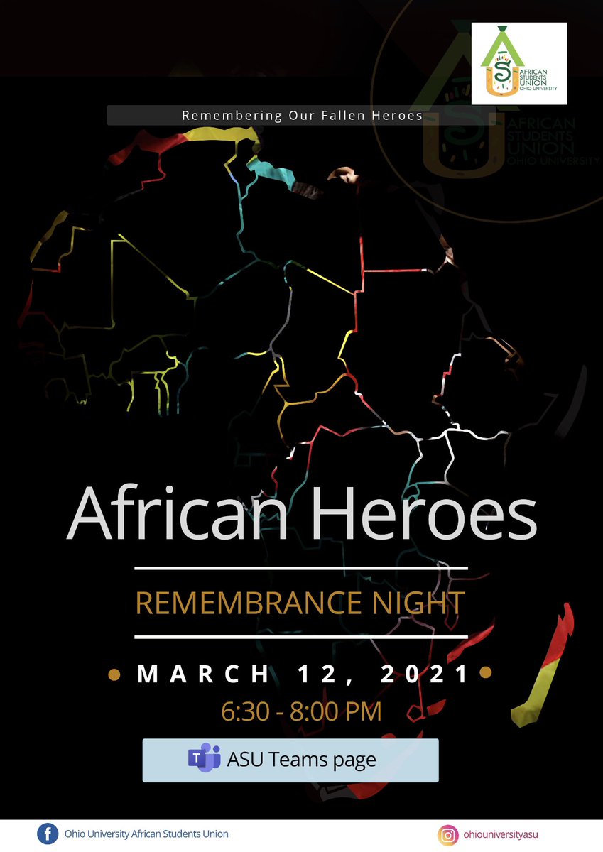 The African Students’ Union is exited to be hosting its annual Heroes’ Night in the coming week! This year’s event will honor the lost souls of brave Africans who lost their lives fighting for justice in different parts of the continent.