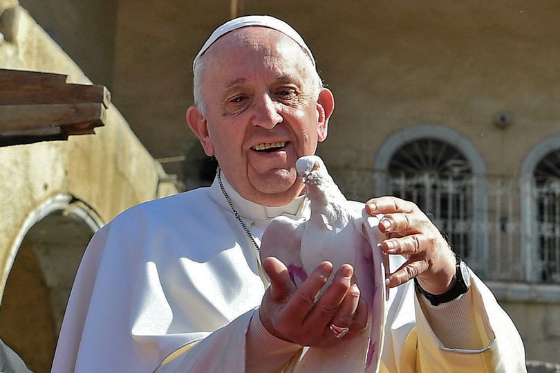 Pope Francis releases dove of peace as he visits former ISIS stronghold Mosul