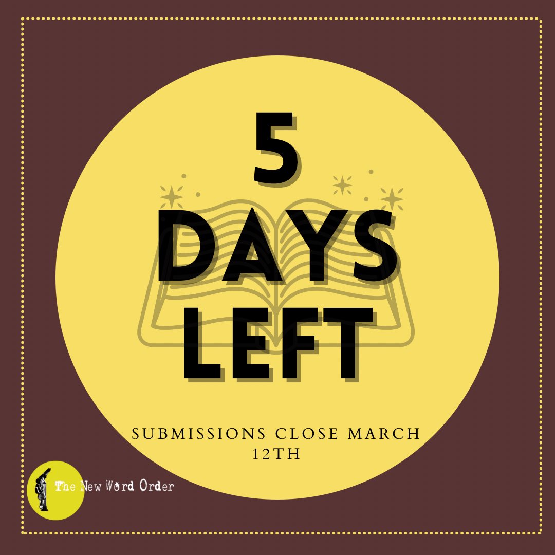 newwordorderlit's tweet photo. ✨5 days left to get all your submissions in!!✨
•
If you have any questions just ask and we’ll be happy to help!💞
#submissions #writingcommunity
#writingsubmissions
#literarymagazine #ucdstudents #studentmagazine #artsubmissions #artistsofinstagram #photography https://t.co/3oc1TkY6Ac