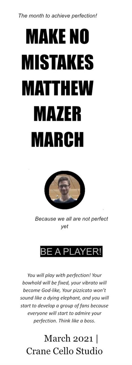 The cello studio is channeling their inner matthew mazer this month! We know it’s hard to be this cool, but you can certainly try.
•
•
•
#cranestrings #makeitcrane #craneschoolofmusic #sunypotsdam #potsdamproud #matthewmazer