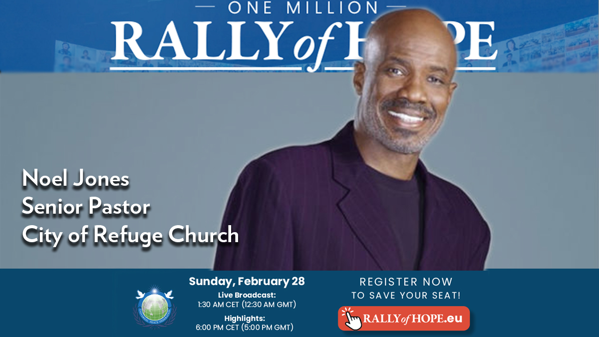 ukUPF's tweet photo. Bishop Noel Jones, pastor of 17,000 congregation City of Refuge church, speaking at Universal Peace Federation's 5th #RallyofHope. An author, columnist of Gospel Today magazine &amp; theatrical producer https://t.co/tnj52xlSfm  #UPF https://t.co/FhwN85dFyi