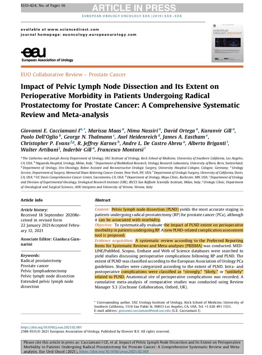Cacciamani_MD's tweet photo. The importance of adverse events (AEs) reporting in RP+PLND

🔴 77.303 pts included
🔴 1.8% intra-op AEs
🔴 14.1% post-op AEs
🔴 90% of PLND-related AEs are lymphoceles
🔴 ePLND higher risk of any AE
🔴 PLND extent independent predictor for lymphoceles

👉🏼https://t.co/DKwOoKaNoA https://t.co/YXgioMA2la