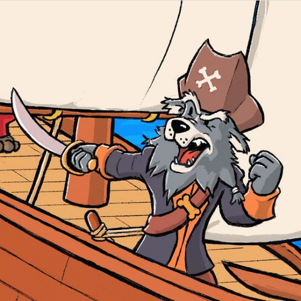 ohnotomsutton's tweet photo. Boardgame boxart! Barkbeard is one of the most fearsome pirate puppers to sail the Spanielish Main! #arrrf #boardgameart https://t.co/kOYcQovx0B