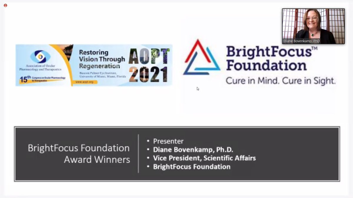 EyeDaisyShu's tweet photo. So fantastic to hear that highschool students were amongst the awardees at the @aopt15 #AOPT2021 meeting! Amazing to see such bright young minds already on the research path, working in labs and getting great mentorship! Thank you @_BrightFocus for supporting young researchers! https://t.co/rBgcQ9Erp1