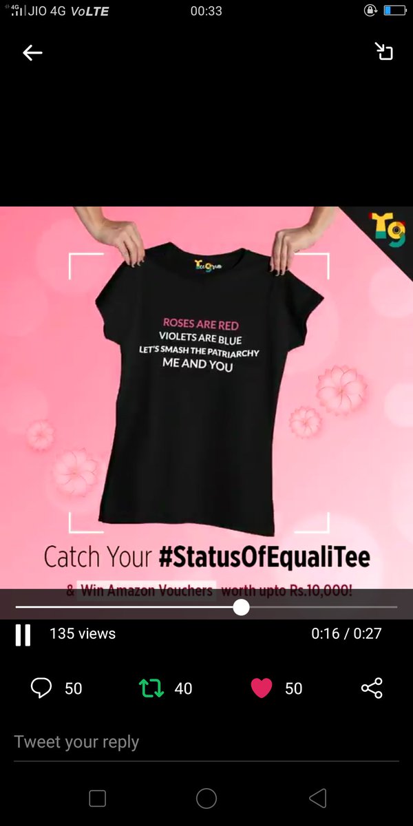Meenakshi0004's tweet photo. @TeeGram_IN 
@TeeGram_IN
#ContestAlert 
#WomenDay #Contest #EqualiTee
Here is my perfect screenshot for #StatusOfEqualiTee
Join
@satyapaljain_86
@BirjuDamani 
@Rahulrahs 
@Jay_parmar17 
@prashpatel_ 
@K_MChandra 
@ImNitinRoshan 
@NehaBhasker1 
@mysterioussu https://t.co/2gRIUtn5mJ