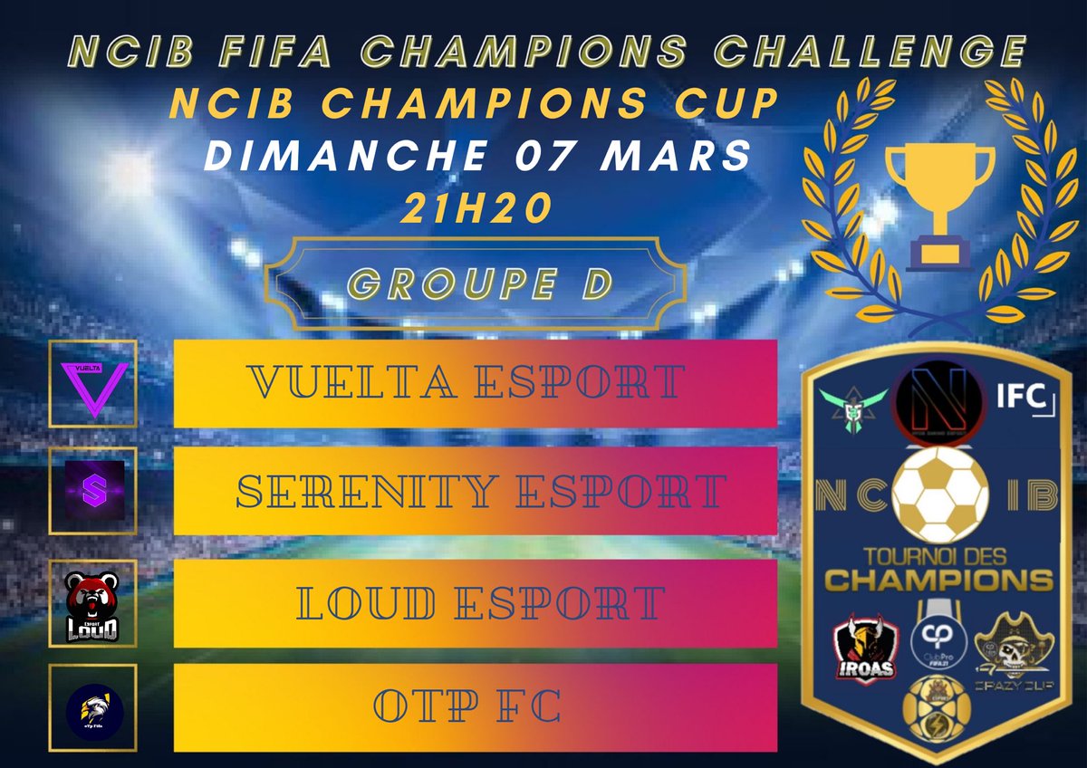 Venez encourager la team pour le tournoi ultime des clubs champions des 21H00 ce soir twitch.tv/bmwane
 
@SerenityESP_CP @Loud_eSport_CP <a href="/OTPfifaCP/">oTp FC</a>
