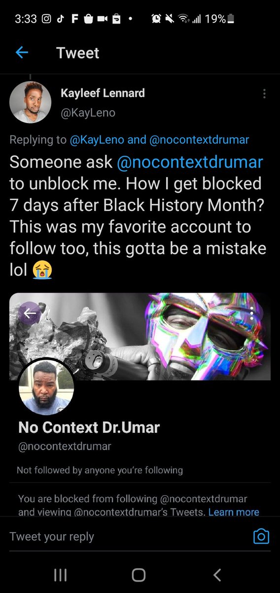 PressPausePro's tweet photo. @nocontextdrumar peace King, can you unblock the brother @KayLeno? He's a proud supporter of yours https://t.co/pj9QJK3xJV