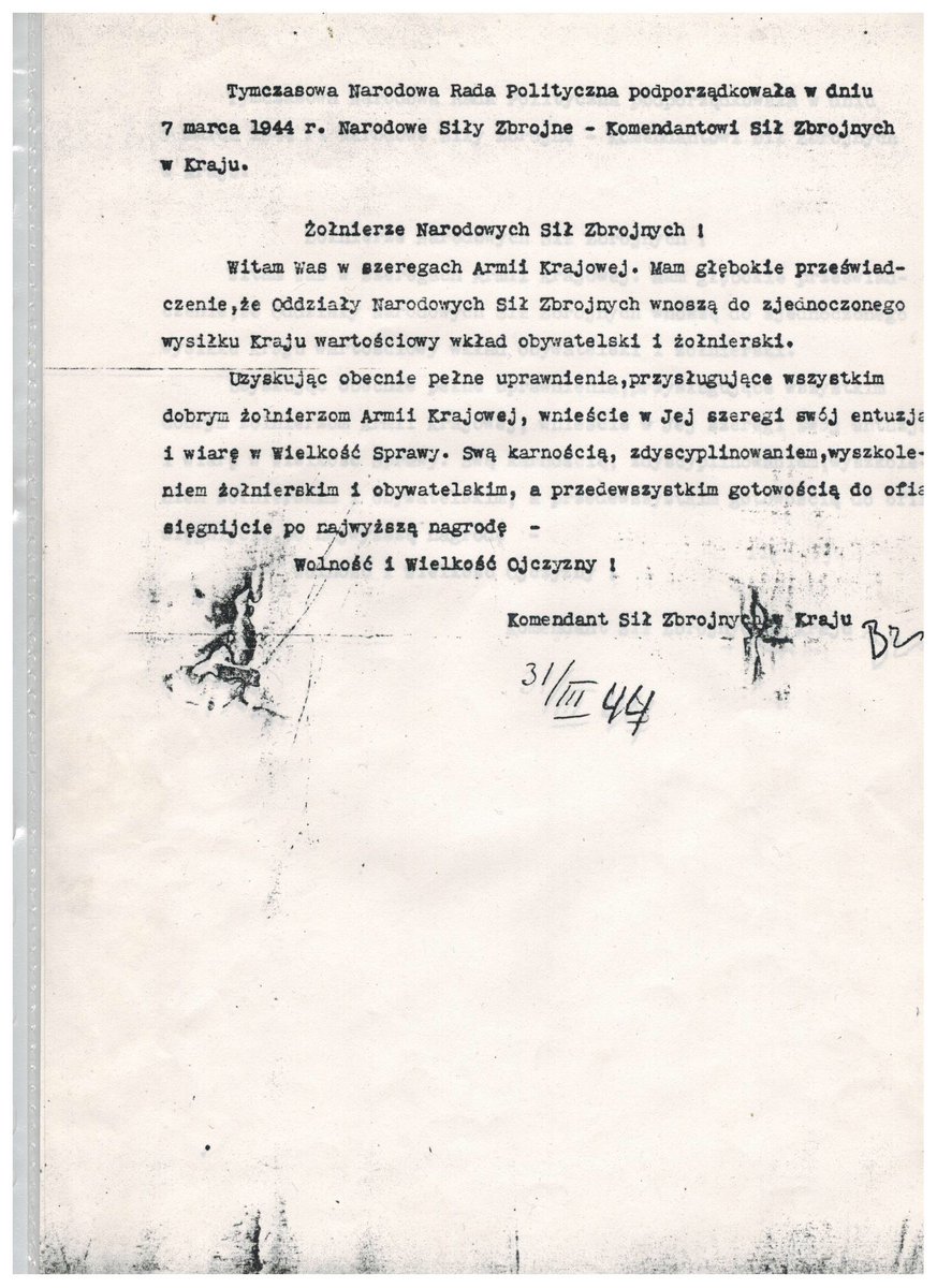 Zebrowski_NSZ's tweet photo. 7 marca 1944 r. - scalenie NSZ z AK. I pomyśleć, że do dziś są ludzie, którzy odmawiają NSZ-owi miana wojska. Kdt Gł. AK im tego nie odmawiał - wiedział, że były tylko trzy duże, ściśle WOJSKOWE org. konspiracyjne: AK, NOW i NSZ. Scalone z AK NOW i NSZ to było ponad 50% sił AK. https://t.co/kVvwRmrpvM