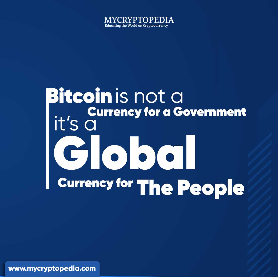 Mycryptopedia's tweet photo. Bitcoin is the first decentralized peer-to-peer payment network that is powered by its users with no central authority or middlemen. Governments can’t freeze someone’s wealth, and thus users of Bitcoins will have complete freedom to do anything they want with their money https://t.co/aGU8RD9174