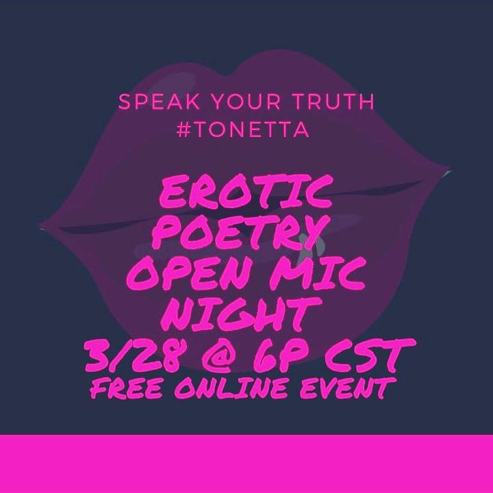 tonettaclay's tweet photo. Be in the house to get some mental foreplay on 3/28 at 6p cst Adult Only Erotic Poetry Night π online event. Register now: https://t.co/T90N1hFSSt
#Tonetta #amwriting #SundayThoughts #superstraight #MeghanMarkle #NBAAllStar #n https://t.co/CtBJPFlsaf