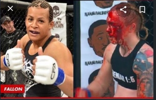 DrChow5's tweet photo. Trans athlete Fallon Fox fractures the skull of female opponents #WePlayReal https://t.co/Wn4YyWF3p5
