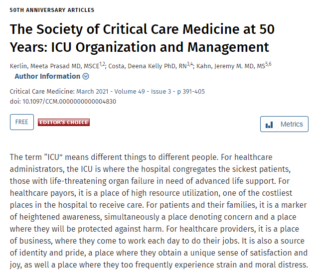 SCCM's tweet photo. Review the evolution of ICU organization and management from the birth of the ICU to the present day in this #SCCM50years free article from @CritCareMed: https://t.co/CkY9VQ9Q42

#SCCMSoMe #CritCareMed https://t.co/l9vhZZczwi