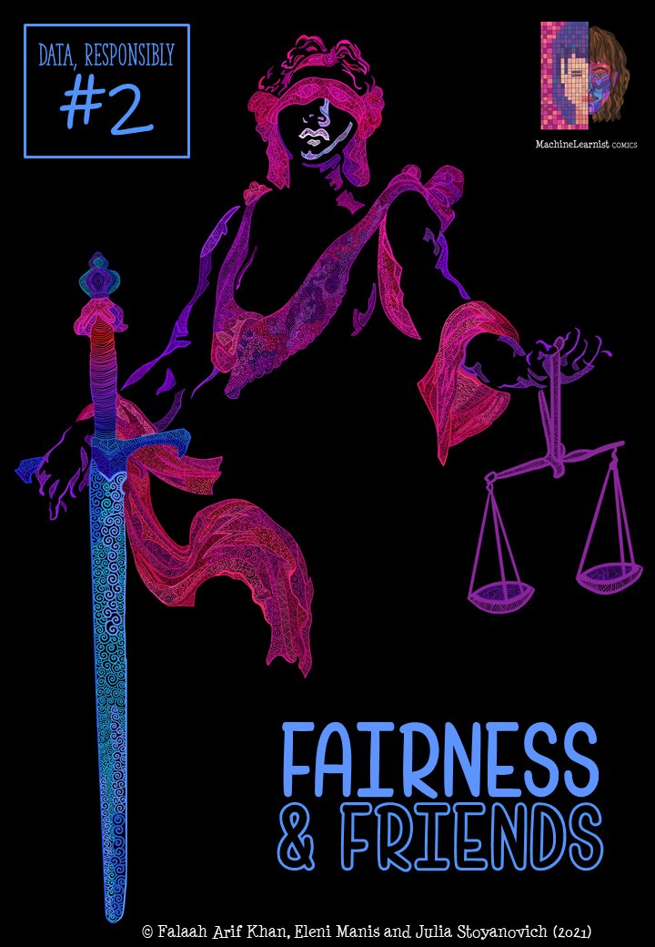 nyutandon's tweet photo. Congratulations @stoyanoj, @falaaharifkhan, and @mEleniManis on the release of #Data, Responsibly Comic book - "Fairness and Friends" https://t.co/u8KCEZj395 #RDSComic #AIResponsibly #NYUTandonMade https://t.co/MrNLgsWFGF