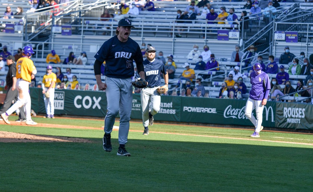 M7: Rogen exits after 7 outstanding innings against No. 8 LSU. Cade Denton enters the game. #ORUBase trails 1-0.