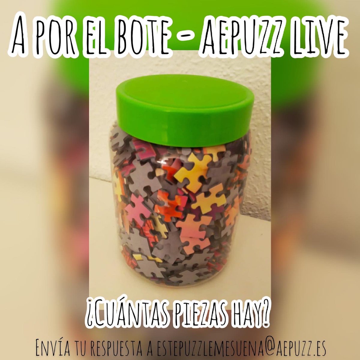 aepuzz's tweet photo. No sabéis lo que nos gusta jugar... 😋
Hoy hemos estrenado juego durante el programa de AEPUZZ Live. Lo habéis visto, ¿no? Si te lo has perdido, puedes verlo en nuestro canal de YouTube! 😉
"A POR EL BOTE". Y tú, ¿ya sabes cuántas piezas hay?
#aepuzz #puzzle #aepuzzlive https://t.co/C2V3bby0F4