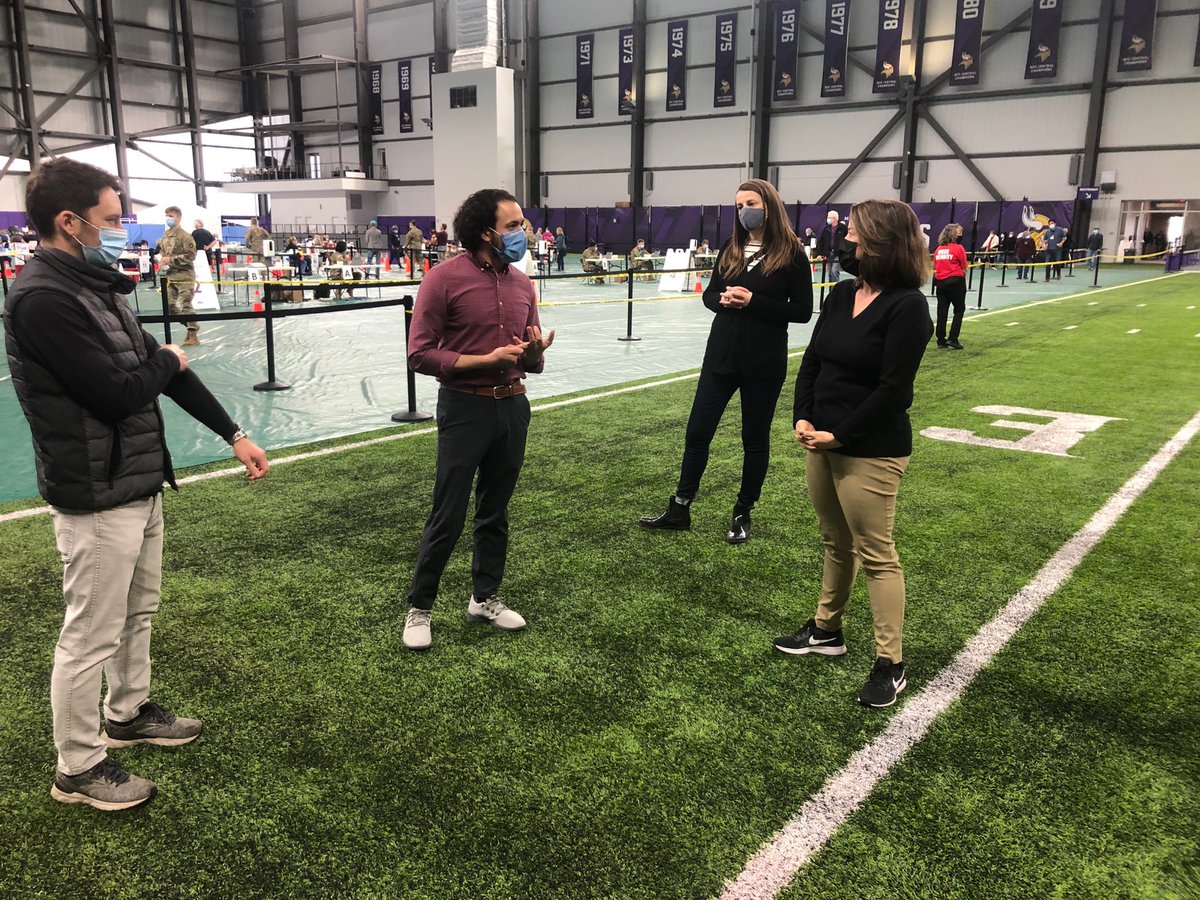 RepAngieCraig's tweet photo. Today, I visited the @Vikings practice facility in Eagan, where they’re vaccinating over 13,400 Minnesotans. Thank you to @mnhealth for providing an update on your work to get shots in arms of Minnesotans. https://t.co/iaVM9jm2mW