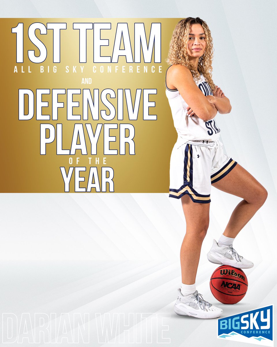 MSUBobcatsWBB's tweet photo. Congratulations @darian_white03‼️

🔵 All-Big Sky - First Team
🟡 Big Sky Defensive POY

#SOMETHING2PROVE | #GoCatsGo https://t.co/gBgOV3Hrs2