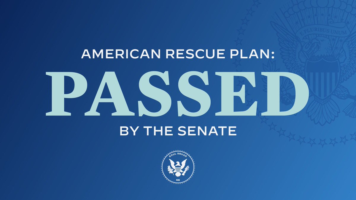 joessoulsquad's tweet photo. Thanks to @SenateDems, the #AmericanRescuePlan has passed. We can’t wait for it to get to @POTUS’ desk after the House passes it! https://t.co/XzOfXWtIKm