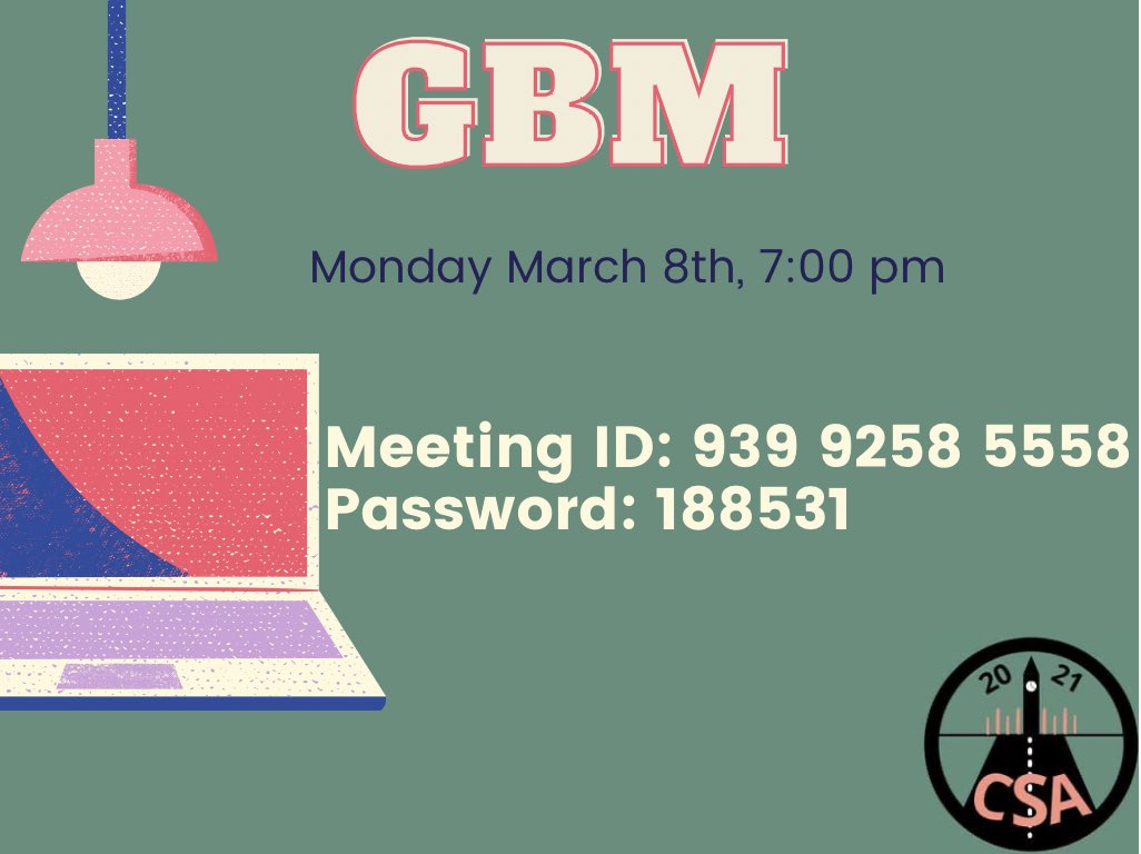 CSASLU's tweet image. Attention commuters, we are having a general body meeting where will talk about our upcoming events and reveal our new E-Board!