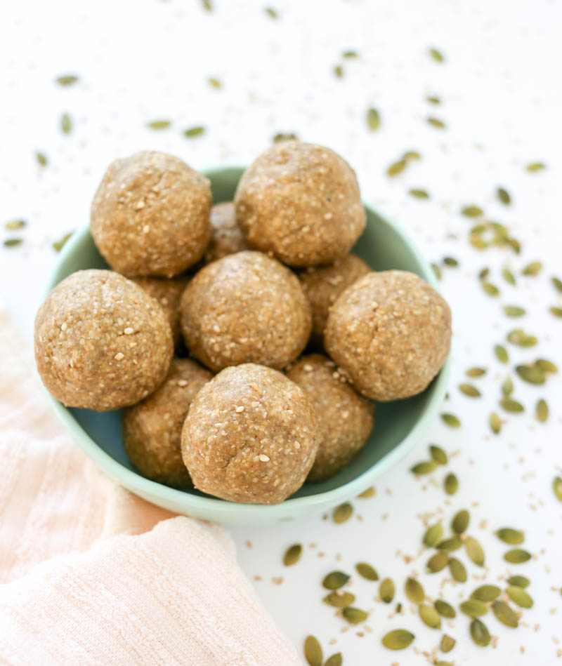 Seed cycling is a naturopathic method of rotating different seeds at different times of your menstrual cycle, check these #vegan and #GlutenFree Nut Energy Balls for balancing hormones and helping with PMS #seedcycling #energyballs #snackballs #hormonebalance via .<a href="/glowingfridge/">The Glowing Fridge</a>