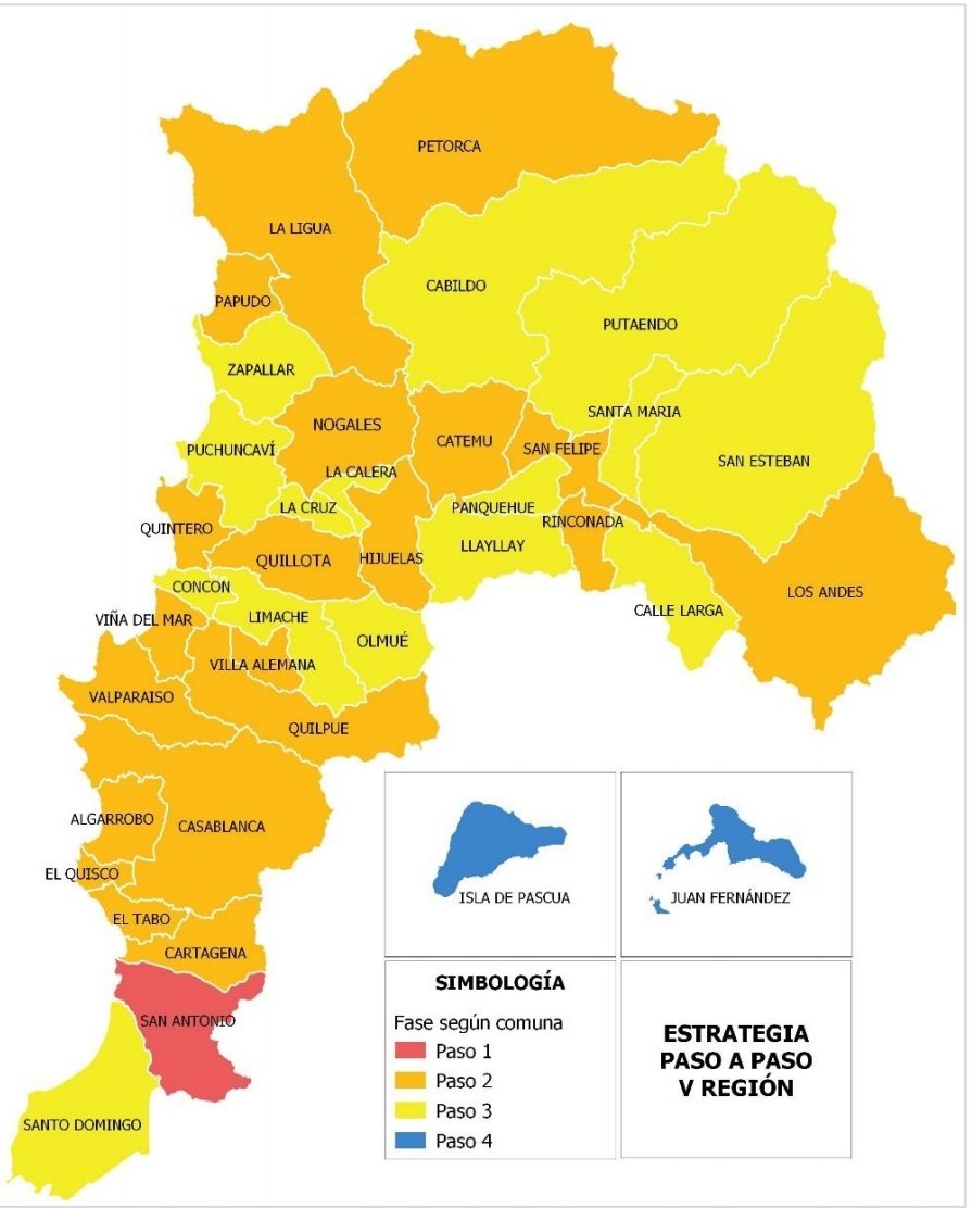 sitiodelsuceso's tweet photo. Panorama actual de la Región de Valparaíso en el plan "Paso a Paso" ¿Seguirá igual después del balance de mañana? https://t.co/aXZuZrFVon