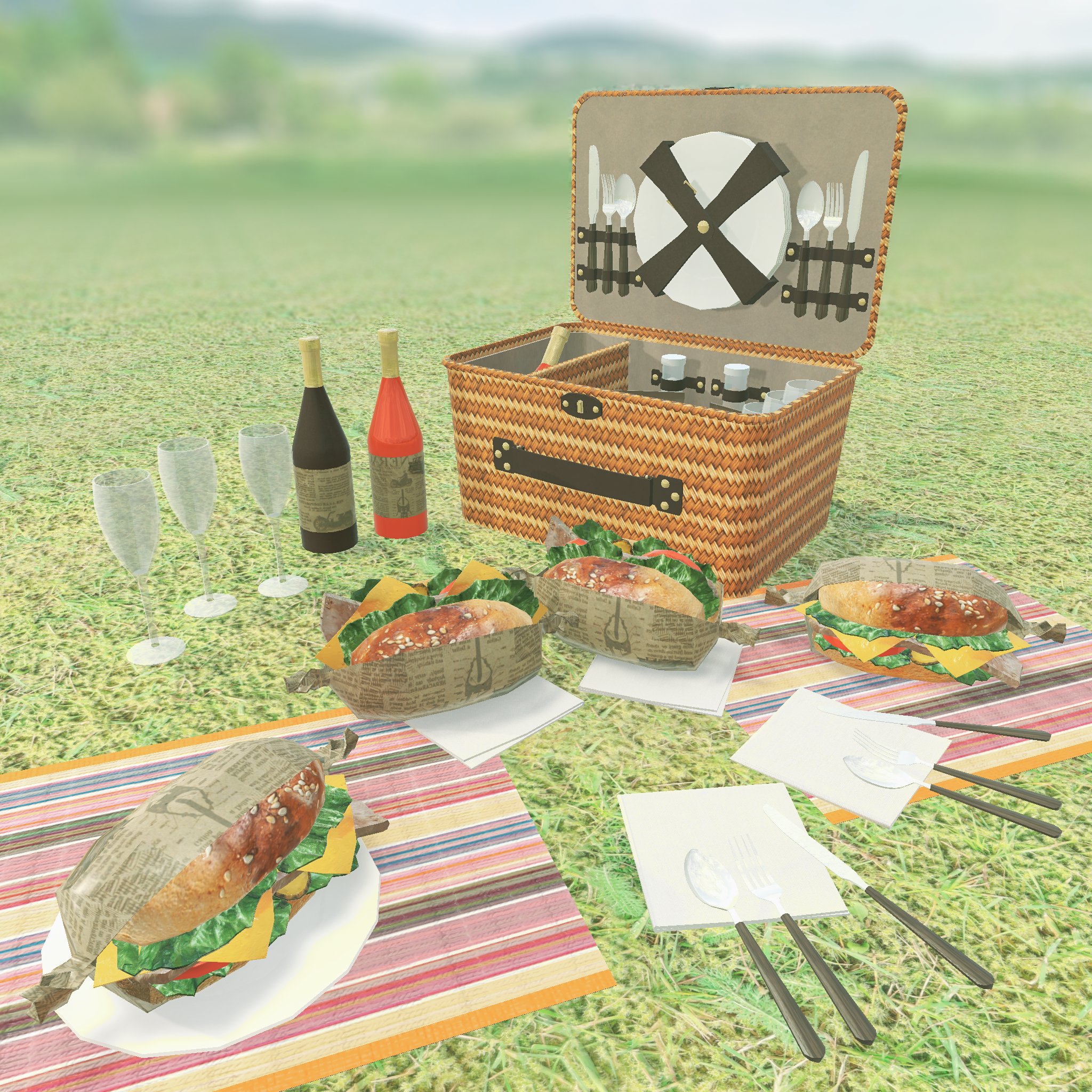 イカめし 飯テロモデラー おしゃれピクニックセット T Co T1dnaxmeh3 オシャレなピクニック ができるセットです 庭でも屋外パーティーもできるように テーブルなど Vrchatで使用できるランチボックスから取り出しギミックなども付けました