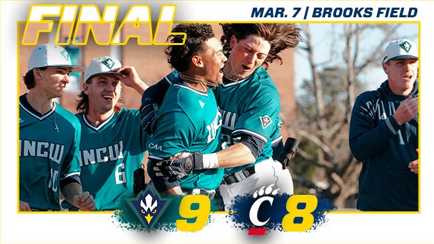 UNCWBaseball's tweet photo. Down 8-0, UNCW battled back and won it on a Trevor Marsh homer in the bottom of the ninth ... Story: https://t.co/Hbu4i1GcNT https://t.co/eKkQZwTnKL