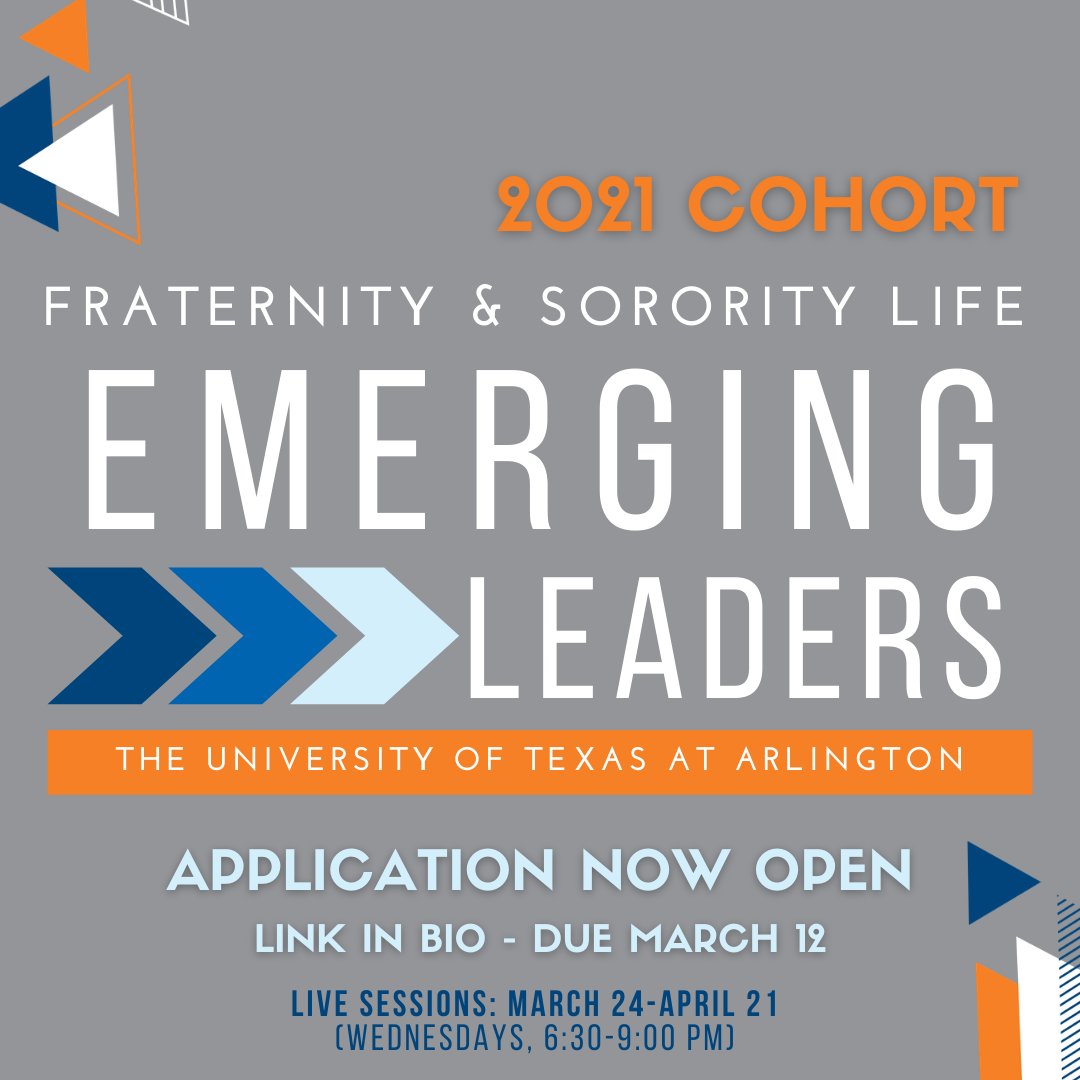 UTAFSL's tweet photo. Calling all Spring 2020 and Fall 2020 New Members! Apply today to be a part of our 2021 F&SL Emerging Leaders Cohort! Applications due March 12th! Swipe left to learn more about the program. #EmpowerUTA #utafsl https://t.co/eldBMCX3Gw