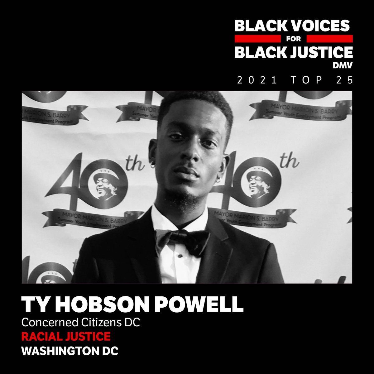 Congratulations Ty Hobson-Powell! You’ve been selected for the TOP 25 list for the Black Voices for Black Justice Fellowship. He is the Founder and Director of Policy of @concernedcitizensdc, improving Black quality of life in DC as well as policing practices.

<a href="/TyHobsonPowell/">START WHERE YOU ARE</a>
