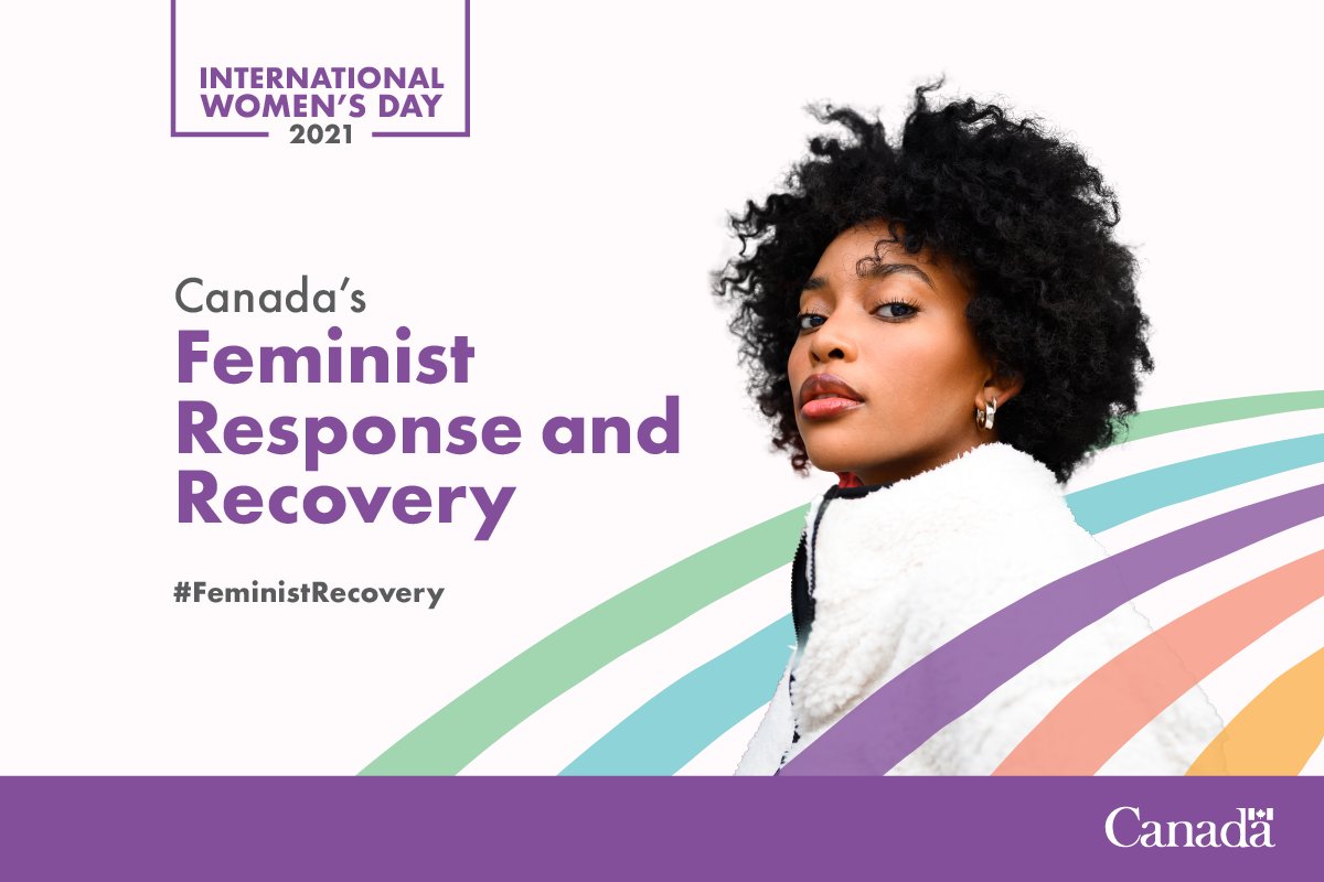 Get ready – International Women’s Day is on Monday!
Canada’s theme this year is #FeministRecovery.

Visit the website for online shareables and to learn more about our vision for #IWD2021! ow.ly/D6XP50DQw53
#ICYMI #FeministRecovery #COVID19 #GenderEquality