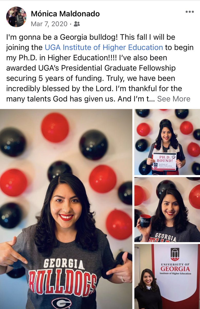 monicamald5's tweet photo. A year ago I committed to @UGA_IHE. Starting a doctoral program during a #pandemic is not easy, but I’m thankful for thoughtful virtual instruction &amp; the supportive community found in IHE students &amp; faculty https://t.co/Au2Qjd3tqC