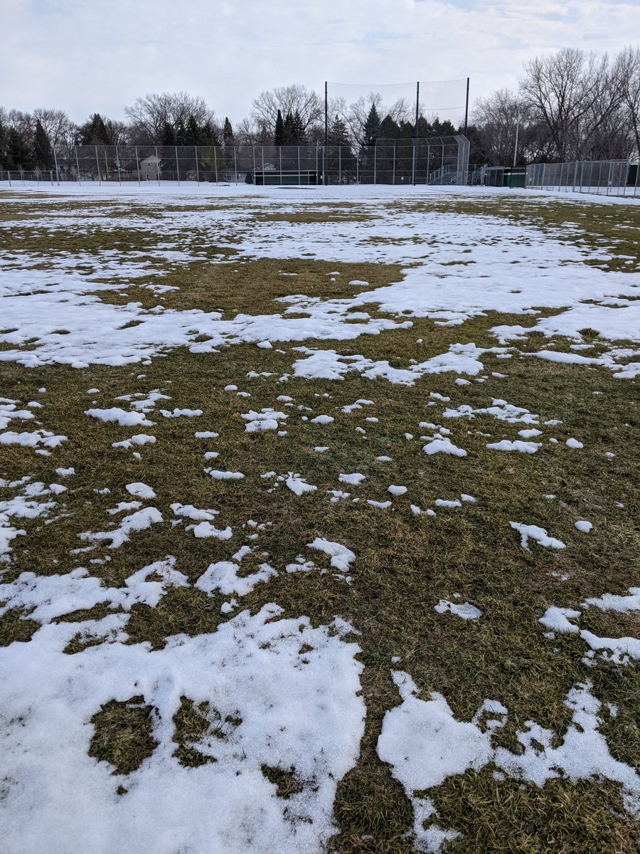 mvvarsbaseball's tweet photo. MVHS and McCullough Park are both looking good!  A week ago the MVHS Outfield had 7.5" of snow... https://t.co/DAykbNb0KZ