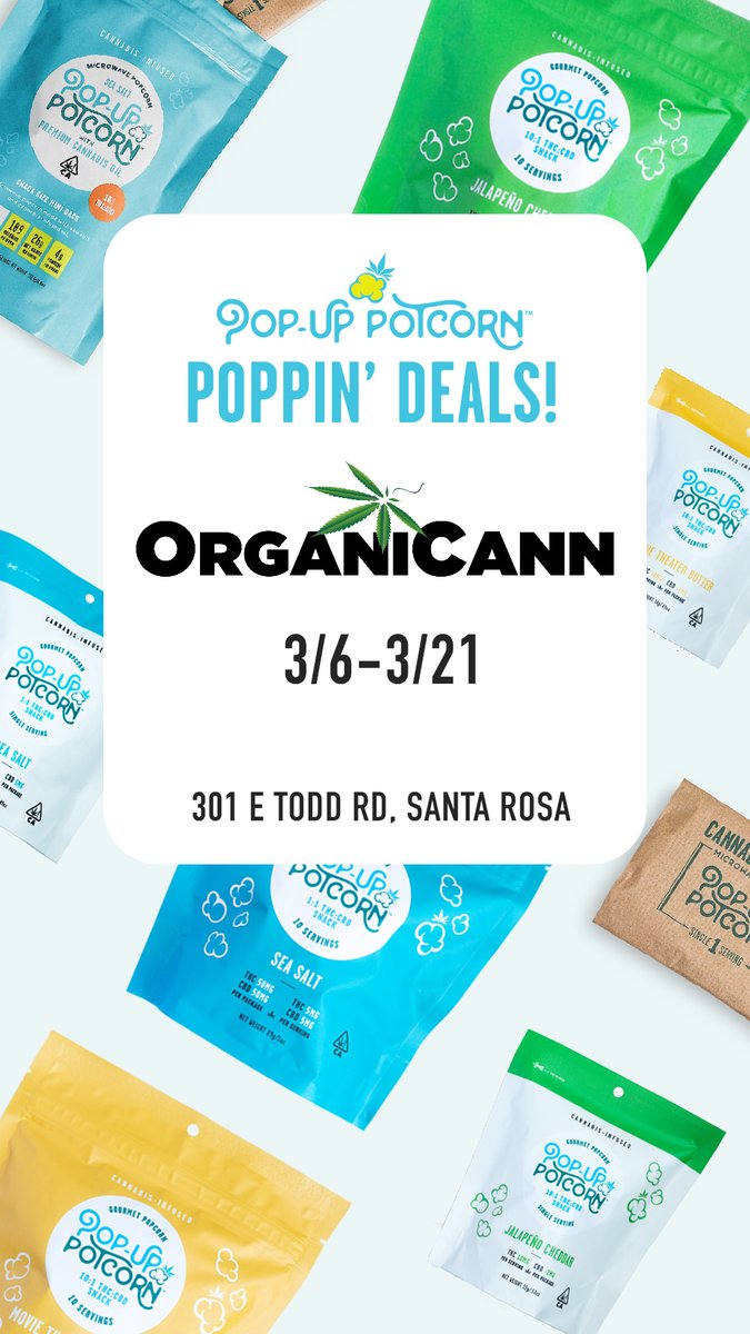 Looking for deals on Potcorn? Check out the specials running at Organicann, Oakland Organics and MendoCann 😍🍿<a href="/naturalcannabis/">Natural Cannabis</a> <a href="/OaklandOrganics/">Oakland Organics</a>