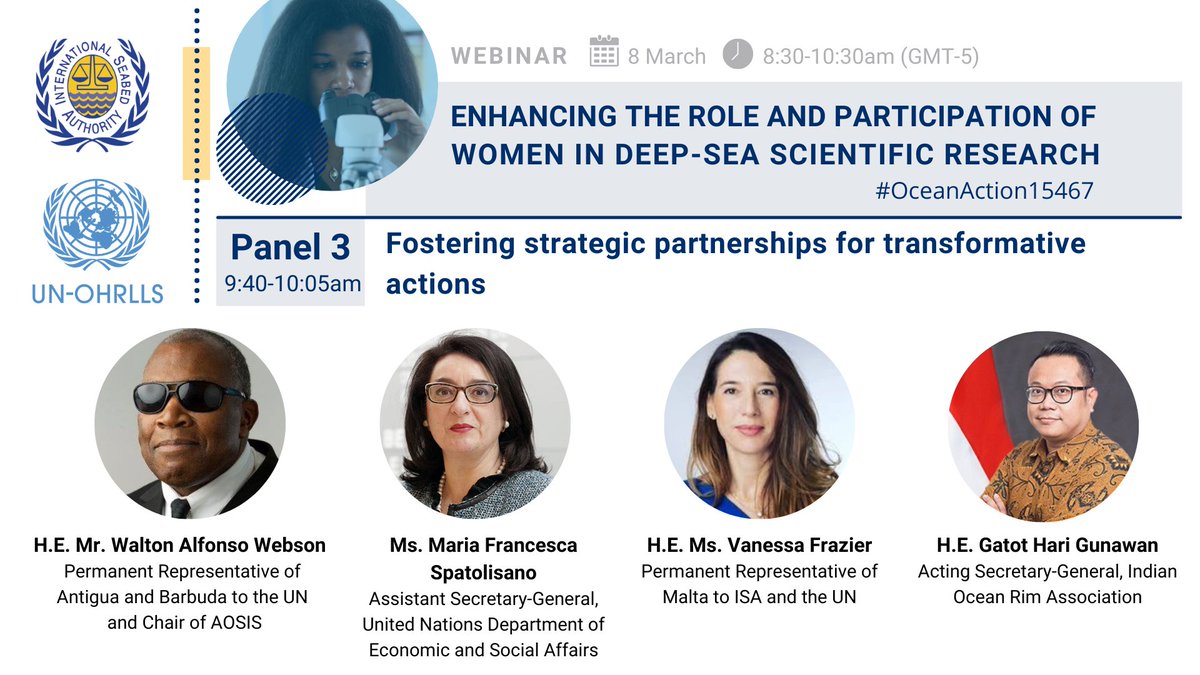 ISBAHQ's tweet image. The final panel of the @ISBAHQ and @UNOHRLLS high level webinar on #WomenInScience focuses on fostering strategic partnerships for transformative actions.

 @AOSISChair @ABMinistryFA @UNDESA @_VanessaFrazier @MaltaUNMission @IORAofficial

#IWD2020
