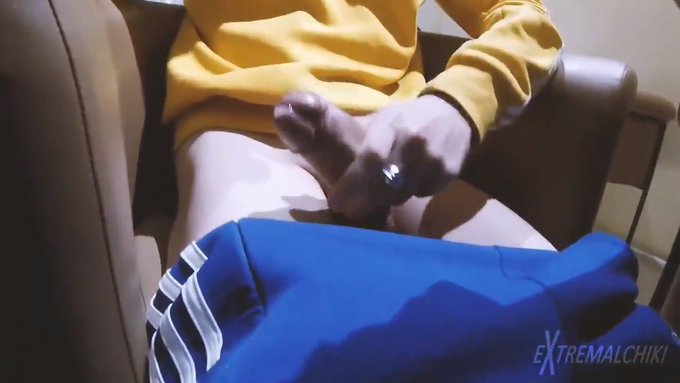 Anytime you eat your burger our boy may sit behind you! #outdoor #public #Adidas #teen #gay #twink #cumshot