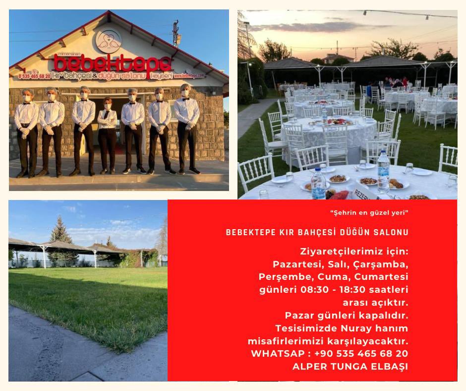 Bebektepe kır bahçesi düğün salonumuzu baştan aşağı yenilerken, teknolojinin en son imkanlarını kullandık ve organizasyon malzemelerimizin tamamını en şık ürünlerden seçtik. 2021 Yılı Sezonumuza da Hazırız. 
Whatsapp : +90 535 465 68 20 
ALPER TUNGA ELBAŞI