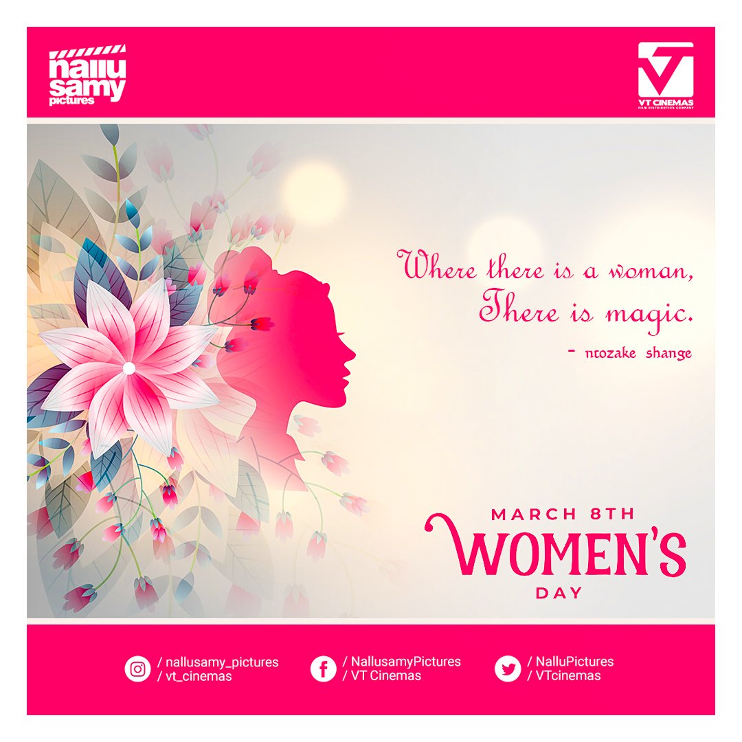 VT CINEMAS (@vtcinemas) on Twitter photo Happy International Women's Day!
Retweet if you are proudly woman.
#InternationalWomensDay
<a href="/NalluPictures/">Nallusamy Pictures</a>
<a href="/ThaiSaravanan/">Thai_Saravanan</a>
<a href="/johnsoncinepro/">Johnson PRO</a> Happy International Women's Day!
Retweet if you are proudly woman.
#InternationalWomensDay
<a href="/NalluPictures/">Nallusamy Pictures</a>
<a href="/ThaiSaravanan/">Thai_Saravanan</a>
<a href="/johnsoncinepro/">Johnson PRO</a>