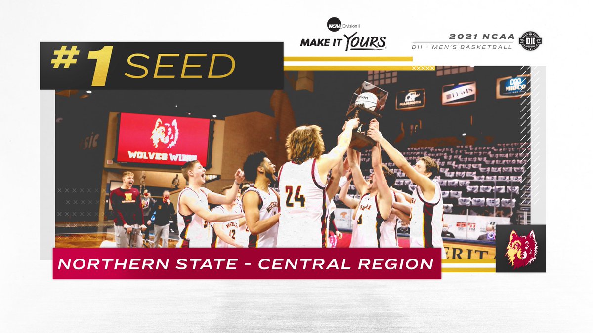 NCAADII's tweet photo. Representing the Central Region as the No. 1 seed, Northern State! 

#D2MBB | #MakeItYours https://t.co/KQBWfTmhcJ