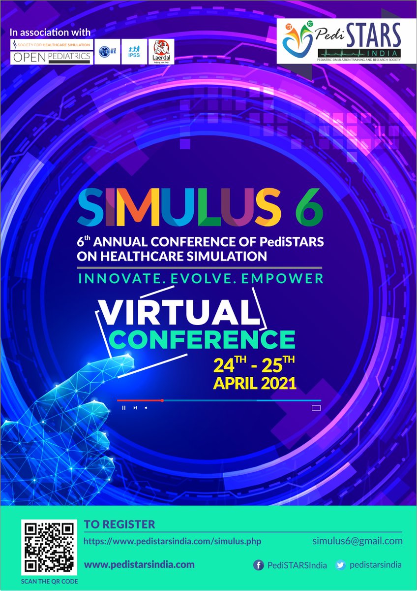 PediSTARSIndia's tweet photo. Welcome back to the world of learning through Simulation. Register for the most awaited Virtual/Hybrid annual conference from PediSTARS India - Simulus 6. 
Registration Link https://t.co/teFyOKvVvw
Visit Our website https://t.co/0glDdHydTb for more details. https://t.co/xd3PnZszuw
