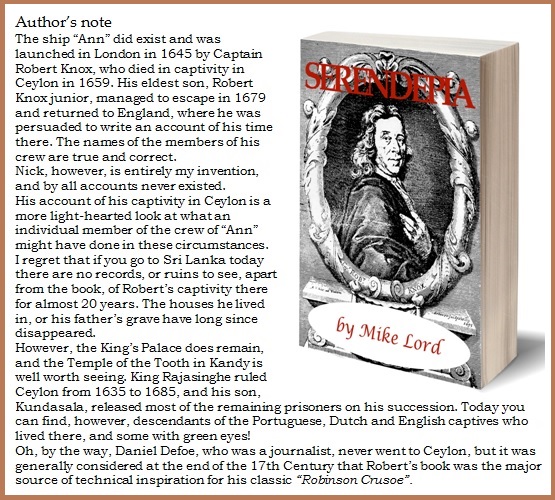 SERENDEPIA – 
Part of the ship’s crew are tricked and captured, but why no-one managed to escape over 30 years with 500 men in captivity; except for these three!  So I added a cabin boy to the crew! 
smashwords.com/books/view/386…
amazon.com/dp/B00JB1SMY0
ButterflyBooks9.com