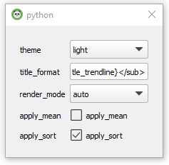 f_dion's tweet image. #pandasgui 0.2.10 lets you configure the title format for your charts directly from the GUI. It is a template string with the variables surrounded by curly braces.
See the comment here for the definitions:
github.com/adamerose/Pand…