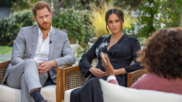 CP24's tweet photo. In a wide-ranging interview aired Sunday, Harry and Meghan described painful discussions about the colour of their son's skin, losing royal protection and the intense pressures that led the Duchess of Sussex to contemplate suicide.
https://t.co/Divk86BY9E https://t.co/Ndk6Xu3tDT