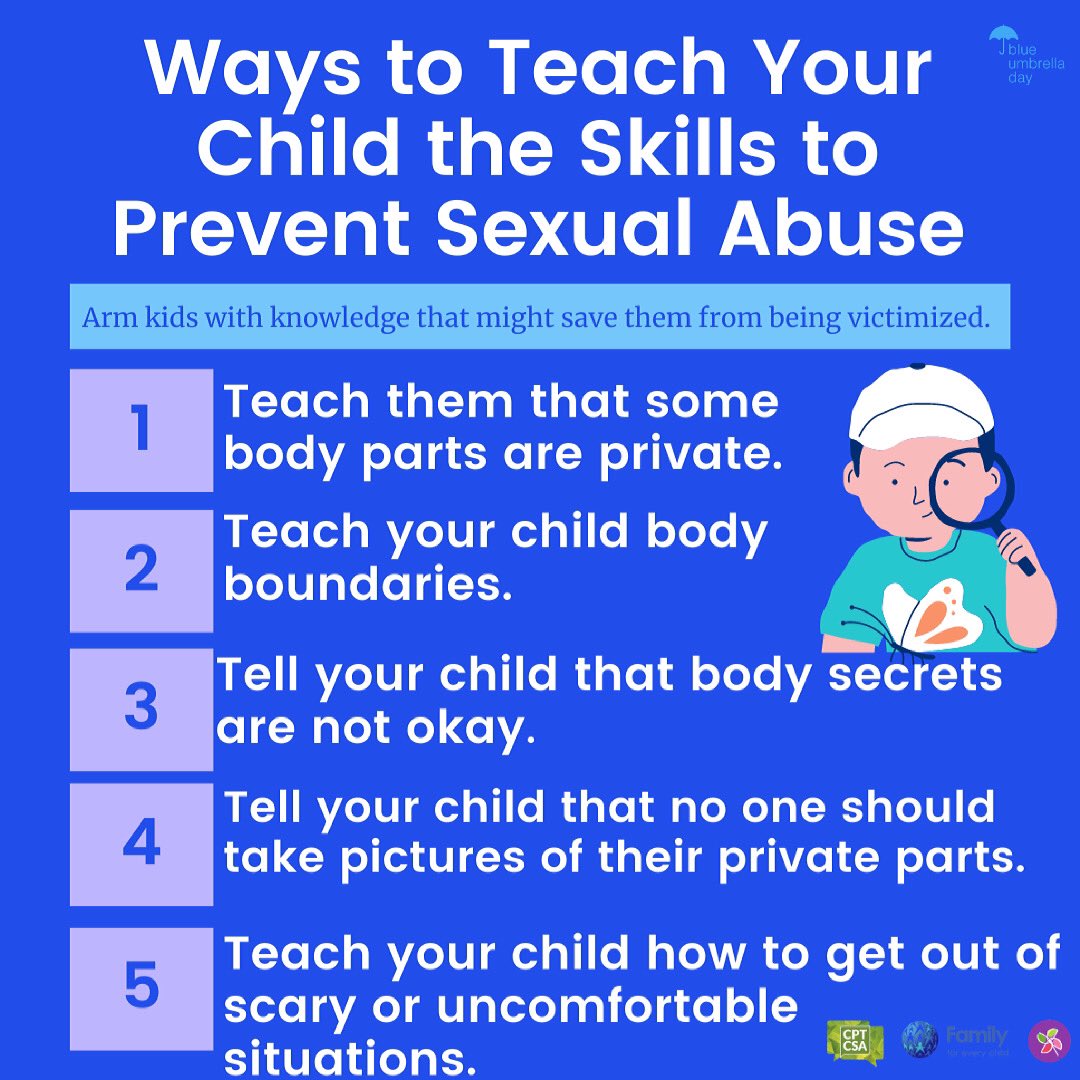 Trigger warning: content touches on themes of sexual abuse
Here are the first 5 ways to teach your child the skills to prevent sexual abuse.

To learn more visit:childmind.org/article/10-way…

Help us protect boys from sexual abuse by visiting:  blueumbrelladay.org