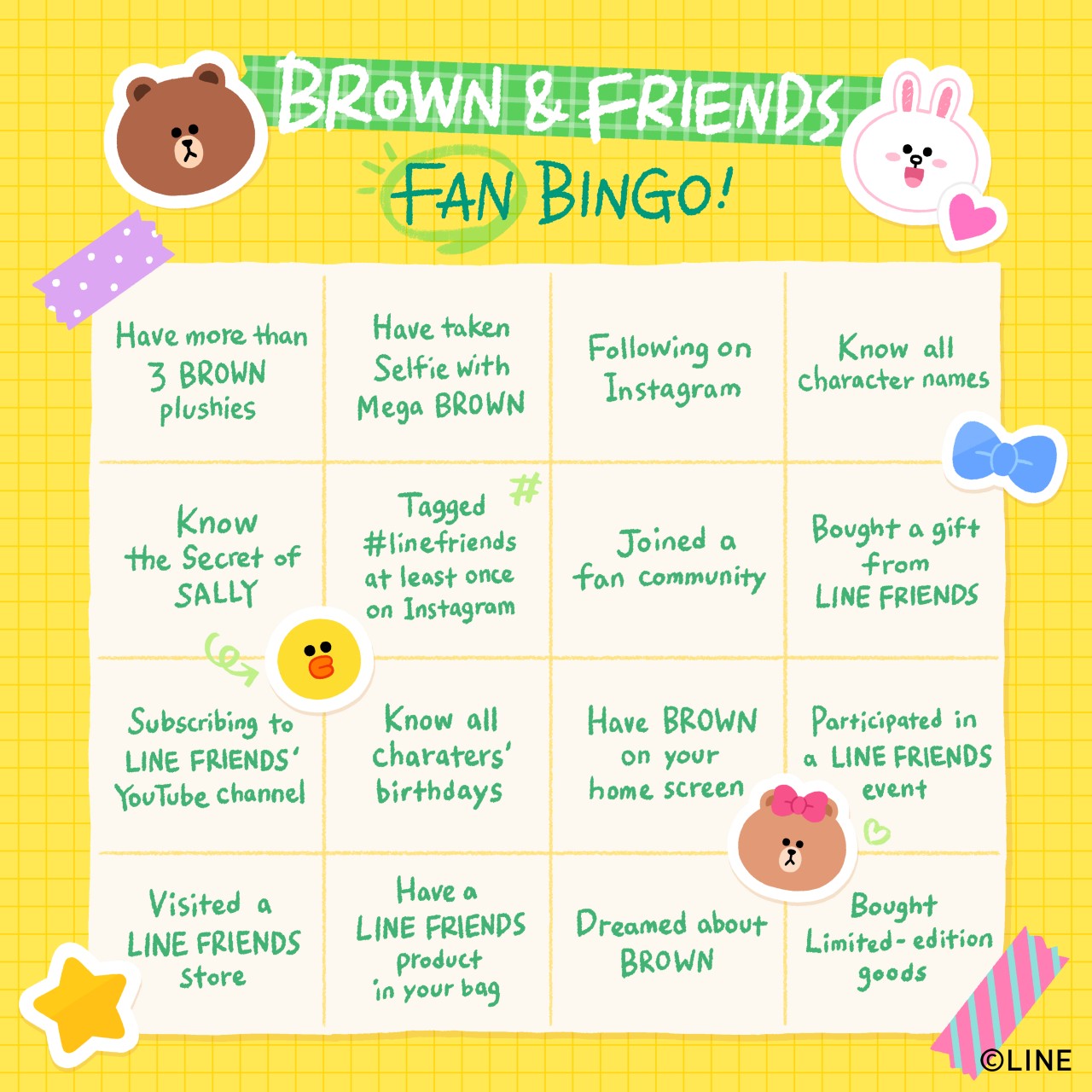 Line Friends Japan Brown Friendsファン度チェック 我こそはbrown Friendsファンだというみんな 一緒にビンゴゲームしよう ブラウン Brown Friends ビンゴチャレンジ ビンゴ 友情度チェック ベストフレンド 仲良し 友達 ゲーム Line Friends Japan Brown Friendsファン度チェック 我こそはbrown Friendsファンだというみんな 一緒にビンゴゲームしよう ブラウン Brown Friends ビンゴチャレンジ ビンゴ 友情度チェック ベストフレンド 仲良し 友達 ゲーム