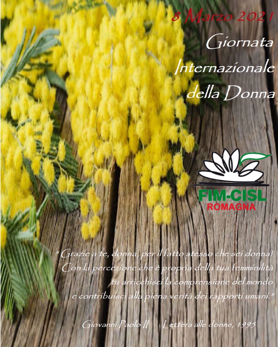 FIMCISLROMAGNA's tweet photo. Giornata internazionale della donna. Buon #8marzo dalla #FIMCISLROMAGNA https://t.co/DEMSNaRuAz